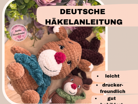 Rentier Elvis Häkelanleitung, DEUTSCH; PDF