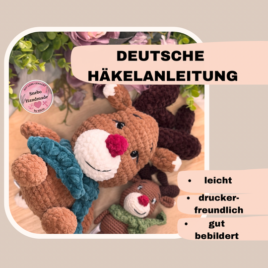 Rentier Elvis Häkelanleitung, DEUTSCH; PDF