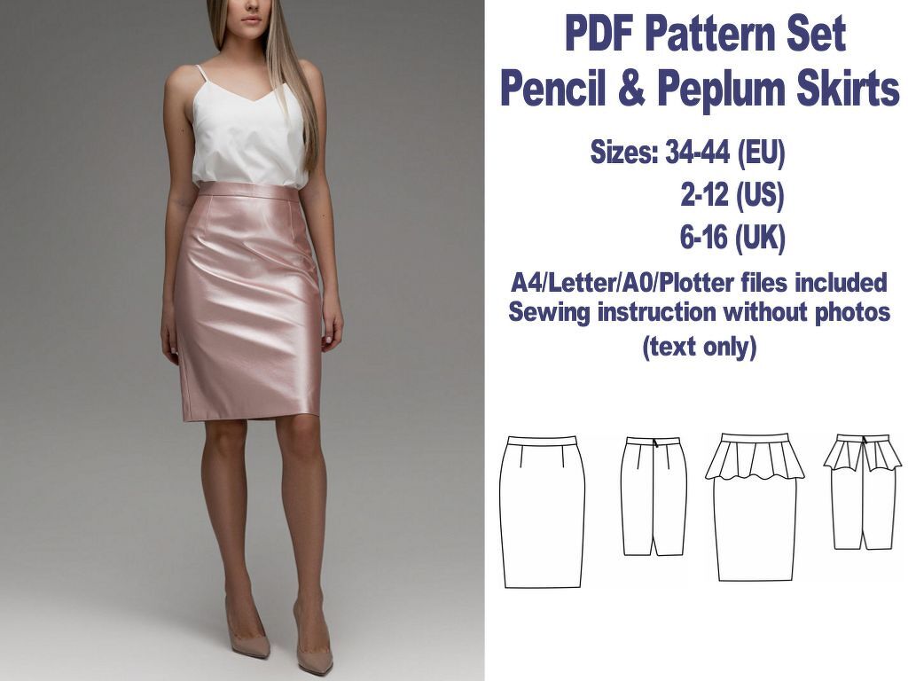 Pencil Skirt Pattern Peplum Skirt Pattern PDF Sewing Patterns Skirts - Image 4