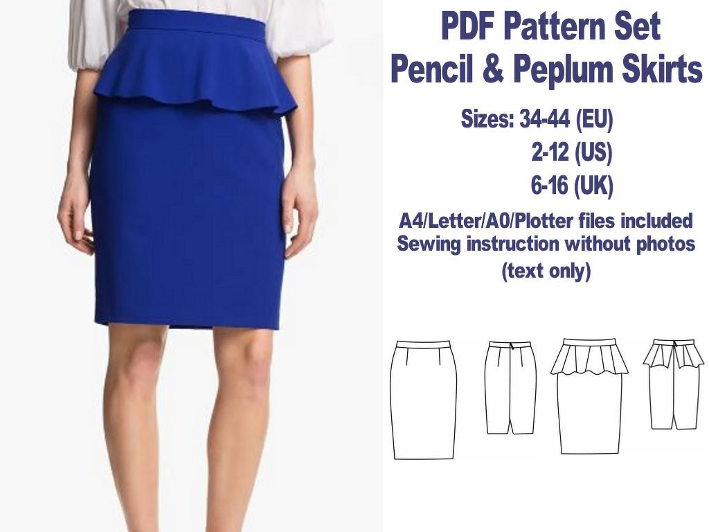 Pencil Skirt Pattern Peplum Skirt Pattern PDF Sewing Patterns Skirts - Image 5