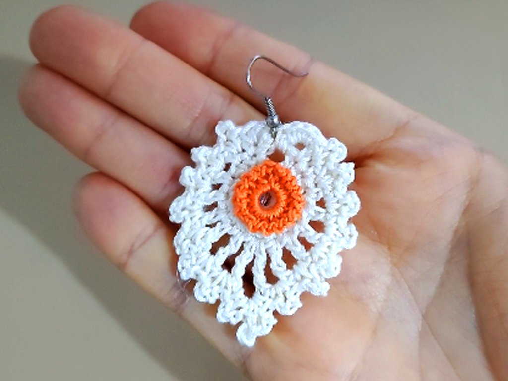 Crochet leaf Earrings Pattern, Photo tutorial pattern, jewelry pattern - Image 5