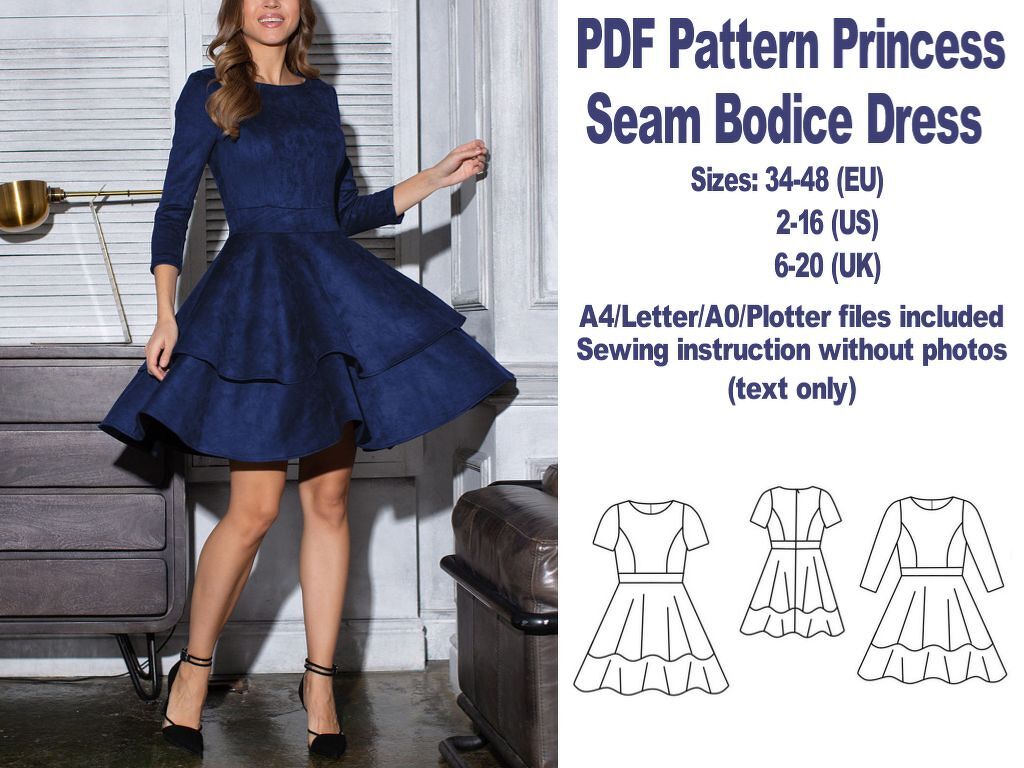 Princess Seam Bodice Dress Pattern PDF Sewing Patterns Dresses Patterns - Image 7