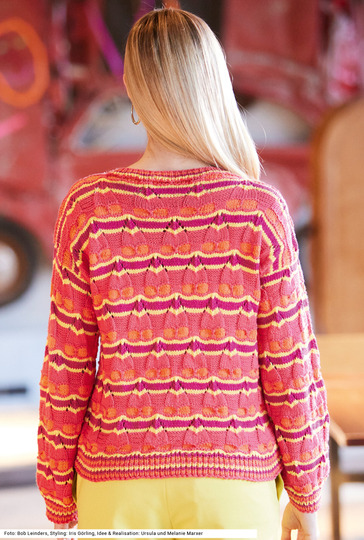 Pulli mit Wellenmuster in Rot, Koralle, Fuchsia und Gelb