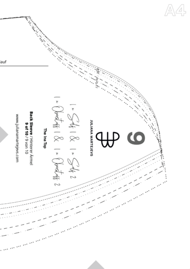 Long sleeve sewing pattern XS-XXXL, ladies jersey top lettuce hem patchwork