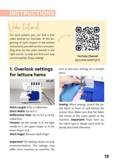 Long sleeve sewing pattern XS-XXXL, ladies jersey top lettuce hem patchwork