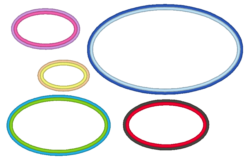 Stickdatei - ovale Buttons Rahmen mit doppeltem Rand in 14 Größen