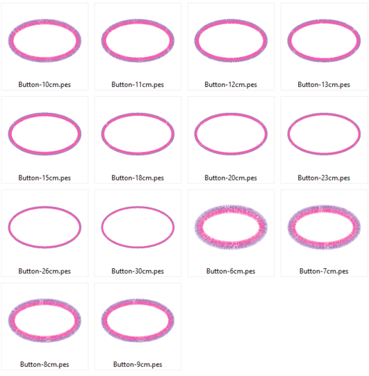 Stickdatei - ovale Buttons Rahmen mit doppeltem Rand in 14 Größen