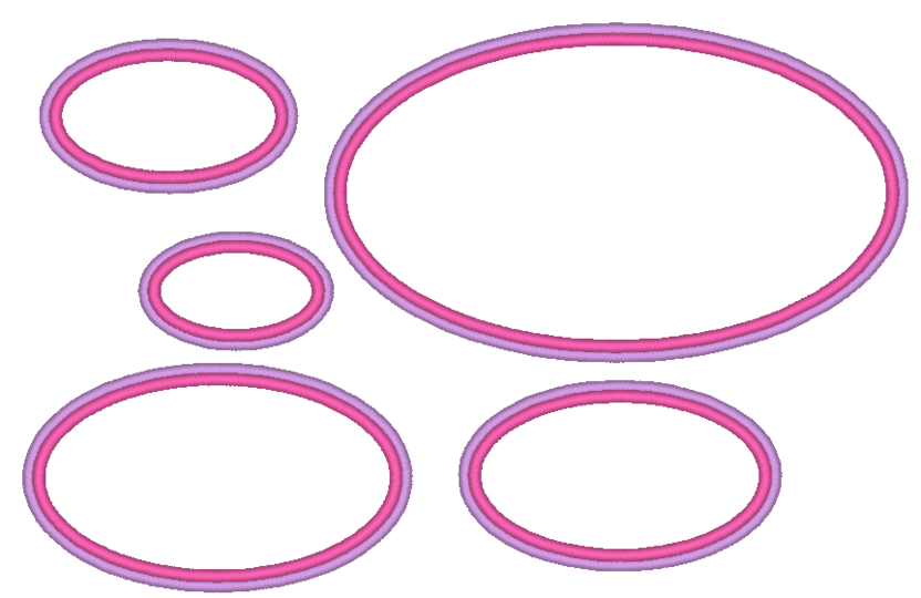 Stickdatei - ovale Buttons Rahmen mit doppeltem Rand in 14 Größen