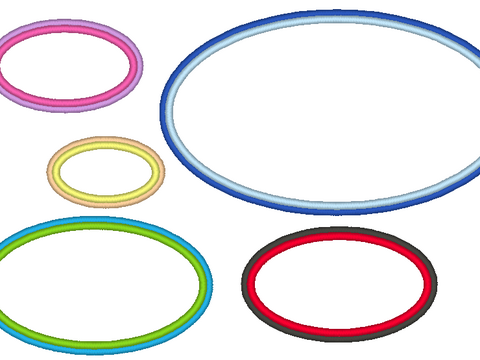 Stickdatei - ovale Buttons Rahmen mit doppeltem Rand in 14 Größen