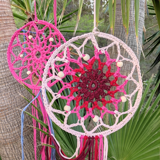 Crochet pattern dreamcatcher, tshirt yarn, beginnerfriendly, 2 in 1, US+UK