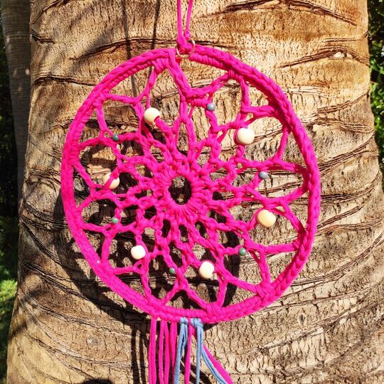 Crochet pattern dreamcatcher, tshirt yarn, beginnerfriendly, 2 in 1, US+UK