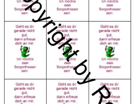 Sorgenwürmchen - Glückswürmchen - Spruchkärtchen