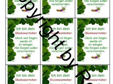 Sorgenwürmchen - Glückswürmchen - Sprüche - Kärtchen - Karte