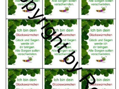 Sorgenwürmchen - Glückswürmchen - Sprüche - Kärtchen - Karte