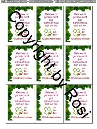 Sorgenwürmchen - Glückswürmchen - Sprüche - Kärtchen - Karte