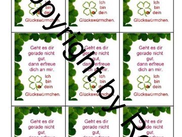 Sorgenwürmchen - Glückswürmchen - Sprüche - Kärtchen - Karte