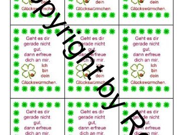 Sorgenwürmchen - Glückswürmchen - Sprüche - Kärtchen - Karte