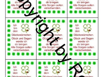 Sorgenwürmchen - Glückswürmchen - Sprüche - Kärtchen - Karte