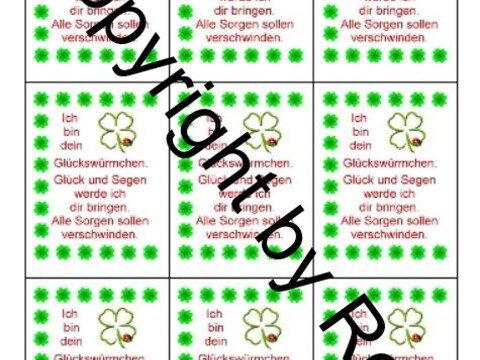 Sorgenwürmchen - Glückswürmchen - Sprüche - Kärtchen - Karte