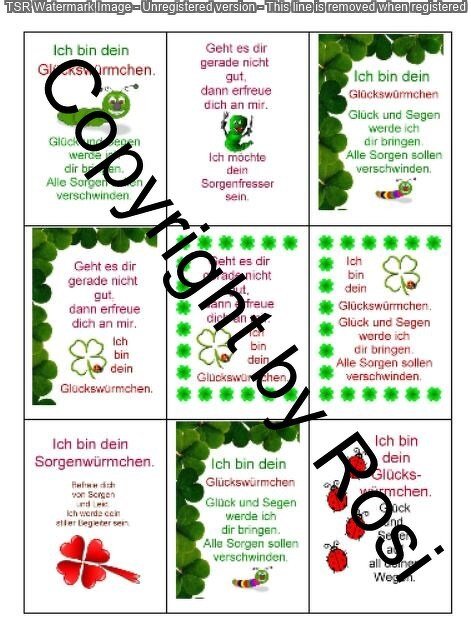 Sorgenwürmchen - Glückswürmchen - Sprüche - Kärtchen - Karte - Bild 2