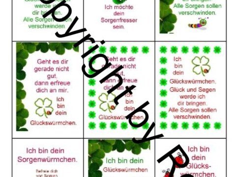 Sorgenwürmchen - Glückswürmchen - Sprüche - Kärtchen - Karte