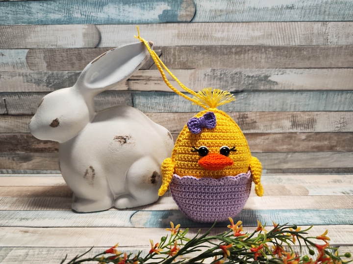 Häkelanleitung "Küken im Osterei" (Tür/Ast/Fensterhänger/Blumenstecker)