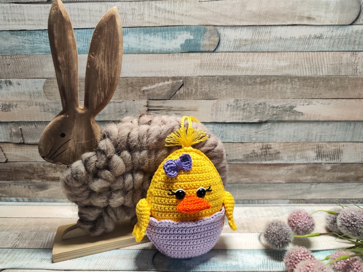 Häkelanleitung "Küken im Osterei" (Tür/Ast/Fensterhänger/Blumenstecker)