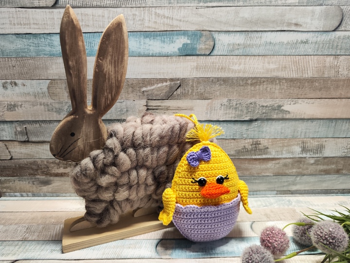 Häkelanleitung "Küken im Osterei" (Tür/Ast/Fensterhänger/Blumenstecker)