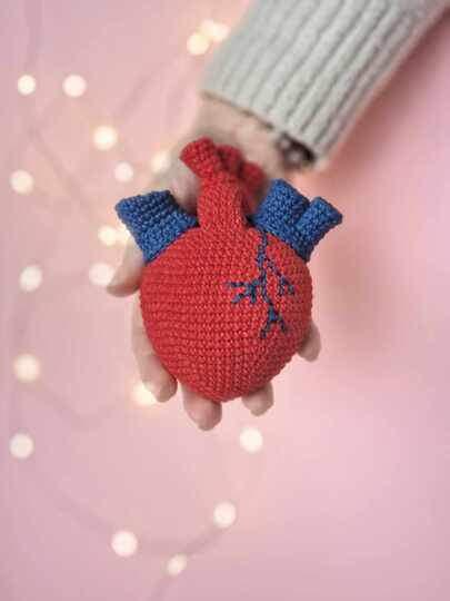 Crochet anatomical heart amigurumi pattern