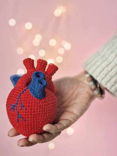 Crochet anatomical heart amigurumi pattern