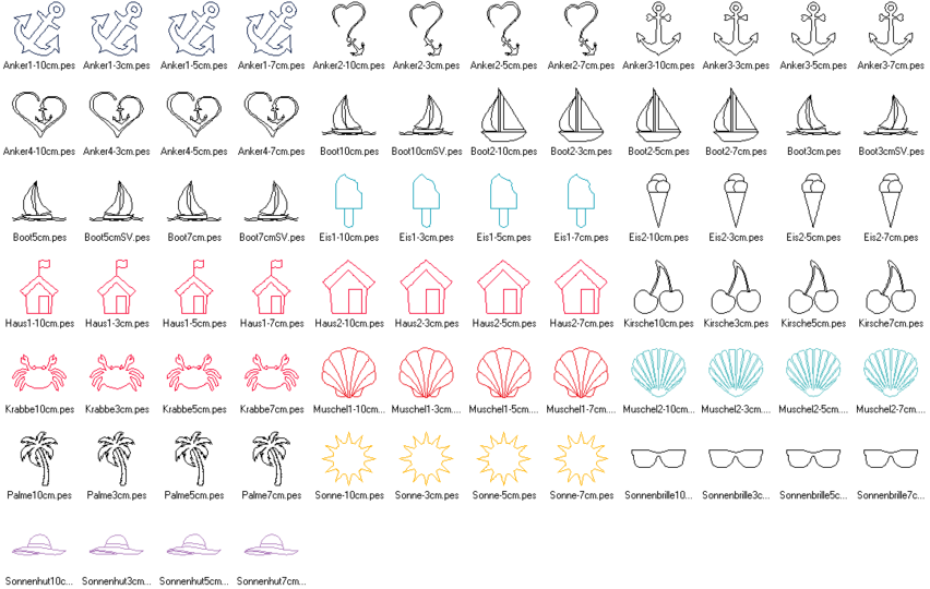 Stickdatei - Maritim Sommer Linien Redwork