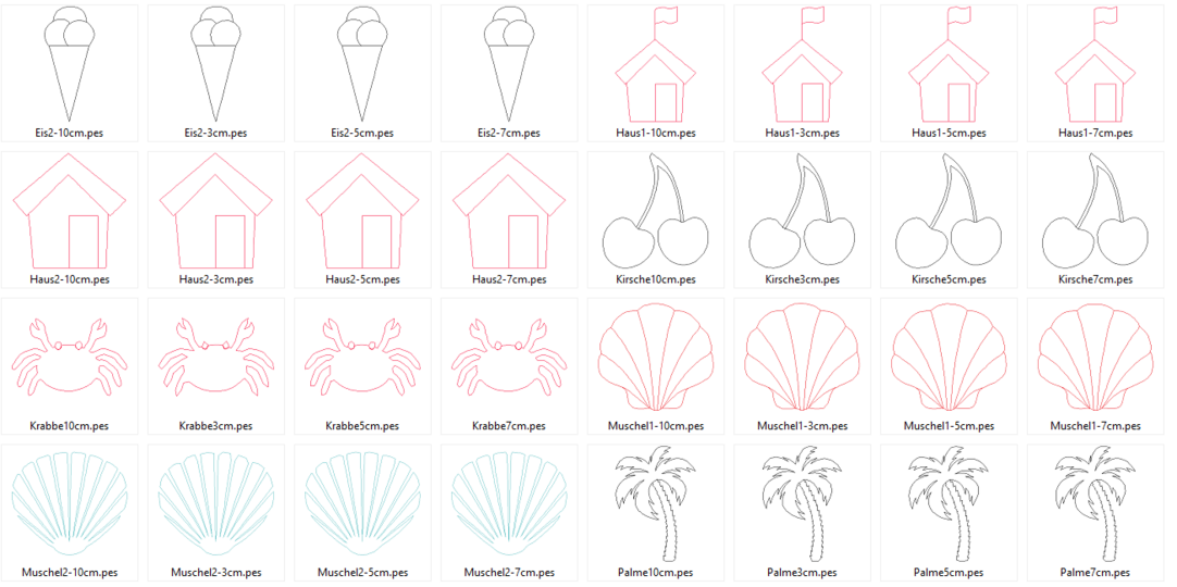 Stickdatei - Maritim Sommer Linien Redwork