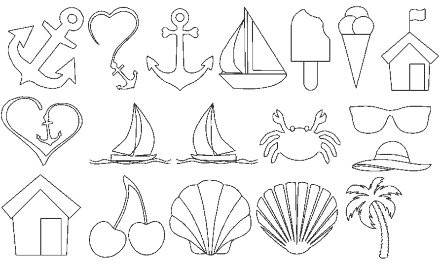 Stickdatei - Maritim Sommer Linien Redwork