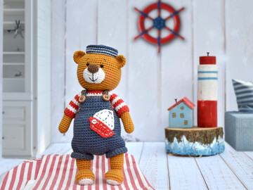 Crochet bear amigurumi pattern Eric, the Lifeguard Bear
