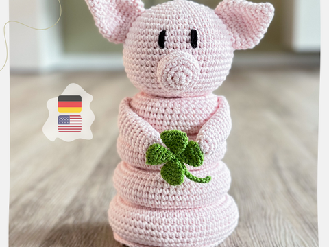 Stapelturm Sminey das Schwein - Häkelanleitung / Deutsch & Englisch
