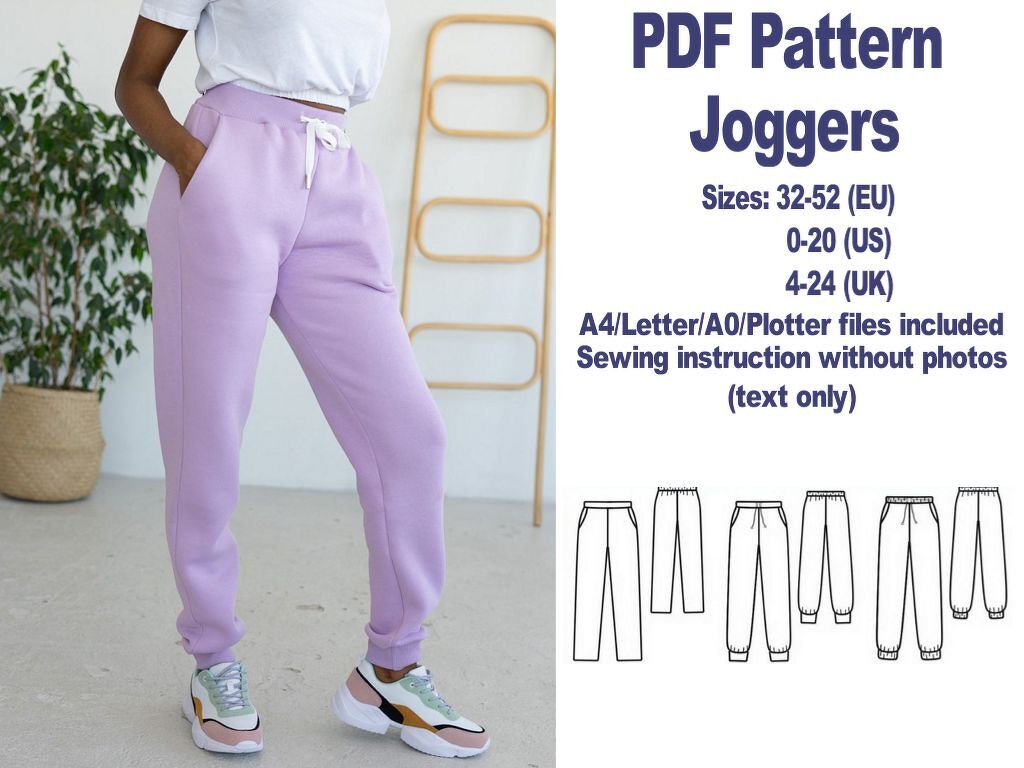Joggers Sewing Pattern PDF Sewing Patterns Womens Patterns PDF Girl Pattern