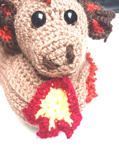 Häkelanleitung Pantoffel Feuer und Flamme Gr. 20, 12 cm