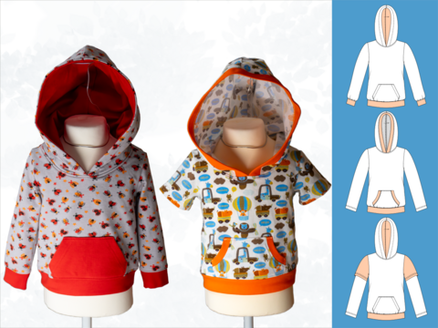 Tim – Kinder Hoodie/Shirt mit Kapuze, kurze & lange Ärmel Gr. 86-158 A4&A0