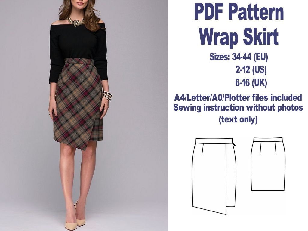 Wrap Skirt Pattern PDF Sewing Pattern Sewing Patterns Women Patterns Skirts