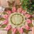 Gehäkeltes Blumendeckchen in Rosa-Oliv-Grün mit 3D-Effekt
