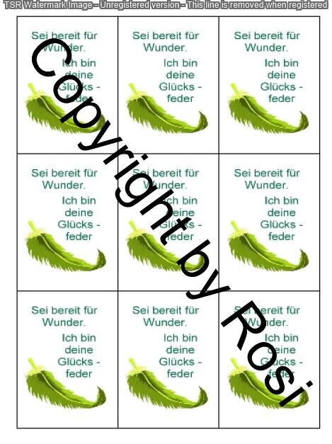 Glücksfeder Kärtchen zum Beilegen