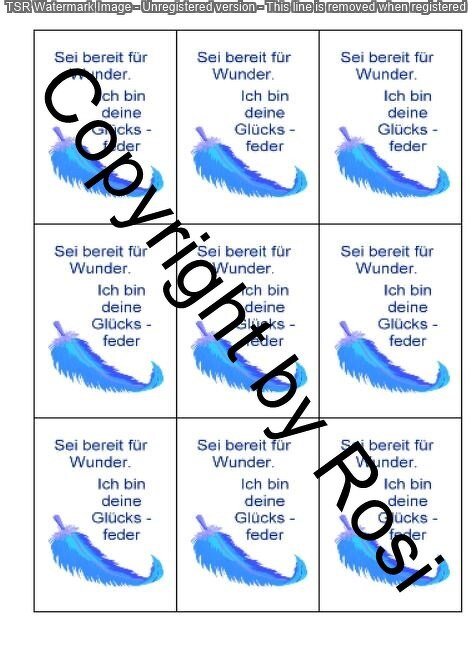 Glücksfeder Kärtchen zum Beilegen