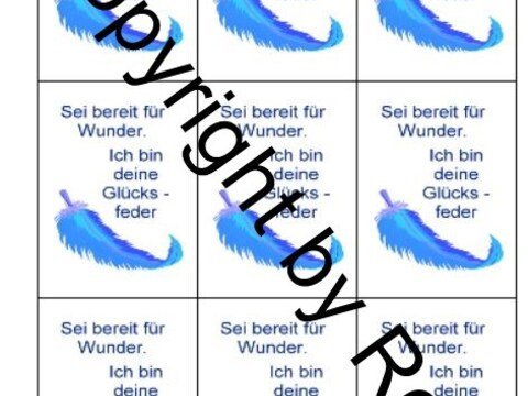 Glücksfeder Kärtchen zum Beilegen