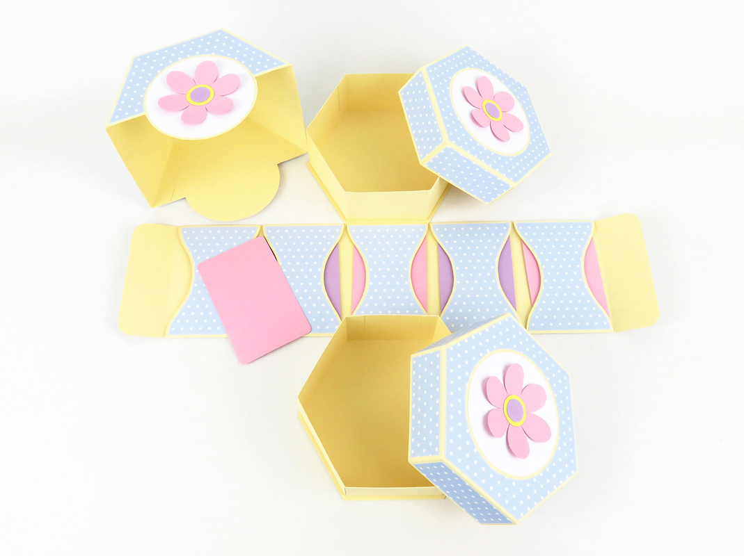 Explosionsbox für Gutscheinkarten – Bastelanleitung und Vorlagen