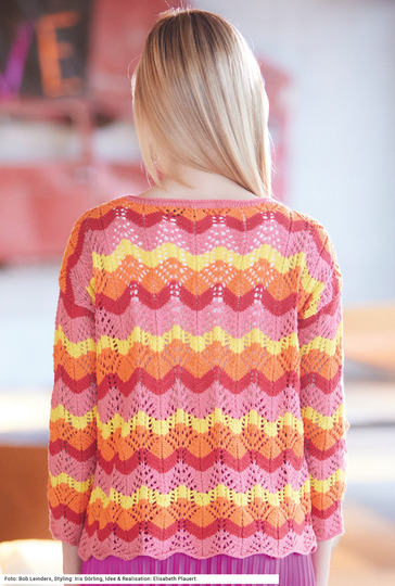 Pulli mit Lochmuster in Rosa, Rot, Orange und Gelb