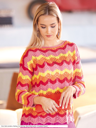 Pulli mit Lochmuster in Rosa, Rot, Orange und Gelb