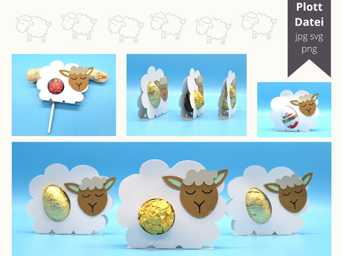 Plotterdatei Schaf zum Befüllen für Schokokugel Lolli Schokoeier