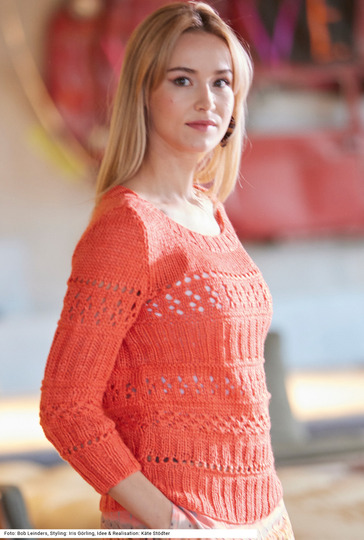 Pulli mit Mustermix in Korallenrot