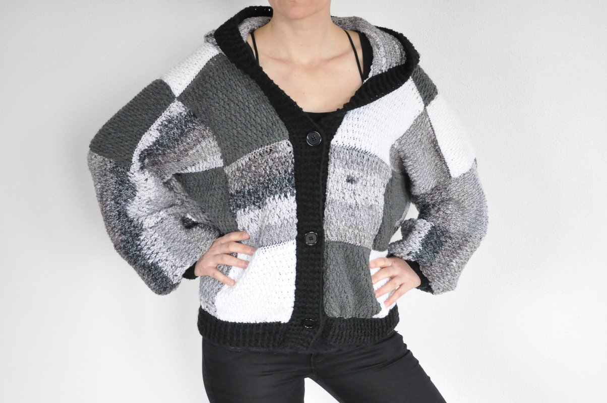 Crochet Pattern for Oversized Jacket LYKKE (S-L & XL-XXL) with Hood