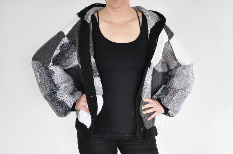 Häkelanleitung Oversize-Jacke LYKKE (S-L & XL-XXL) mit Kapuze